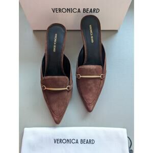 NIB Veronica Beard Leslie Suede Mule Size US 8.5M Cedar 2.75" Heel